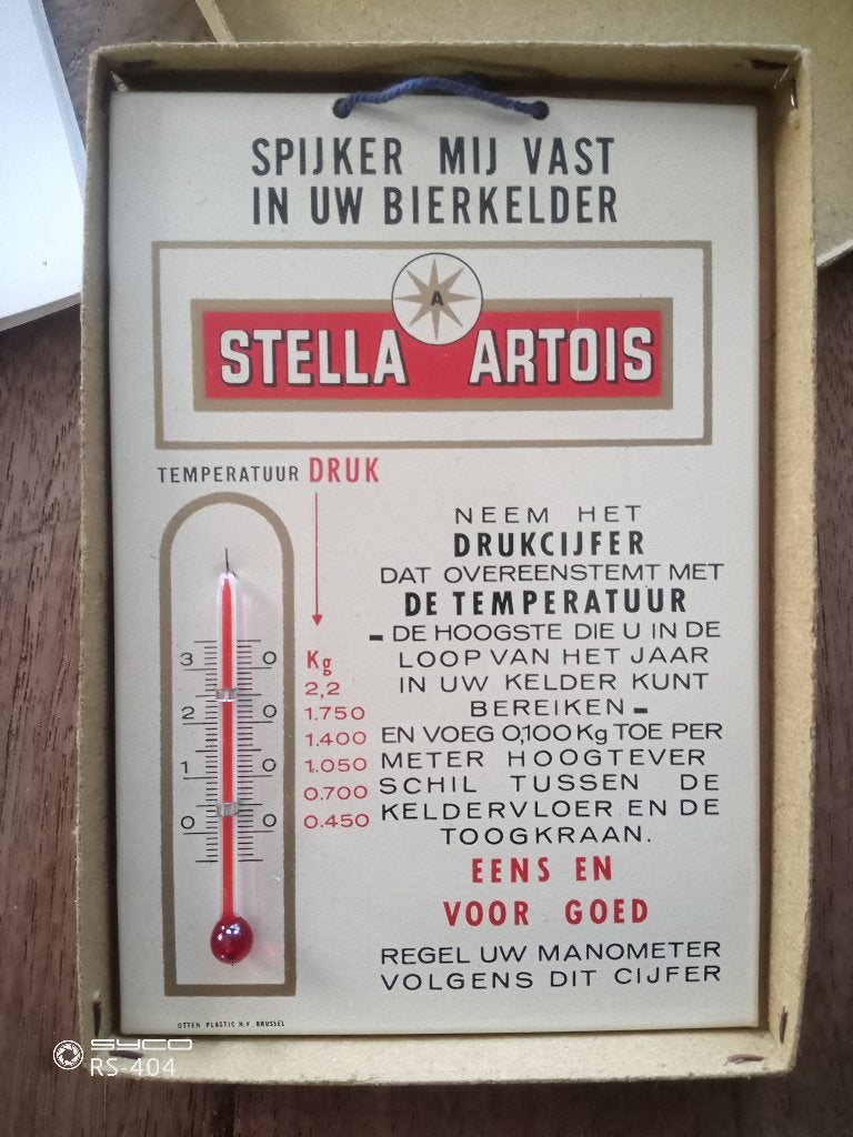 Stella Artois Thermometer, Verzamelen, Ophalen of Verzenden, Zo goed als nieuw, Reclamebord, Plaat of Schild, Stella Artois