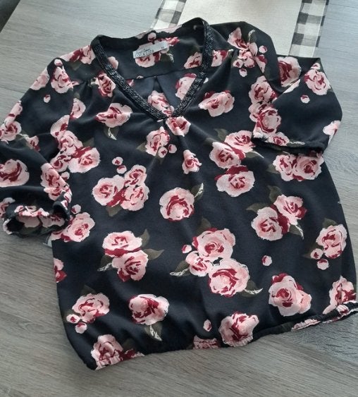 LolaLiza bloesje met driekwartsmouwen- rozenprint - xs, Enlèvement ou Envoi, Lola & Liza, Comme neuf, Taille 34 (XS) ou plus petite