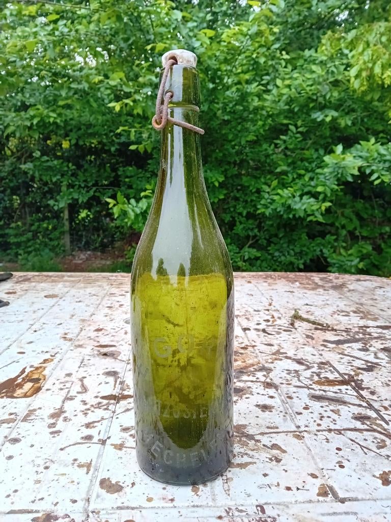 Oude vintage bierfles E Goris Mechelen, Ophalen of Verzenden