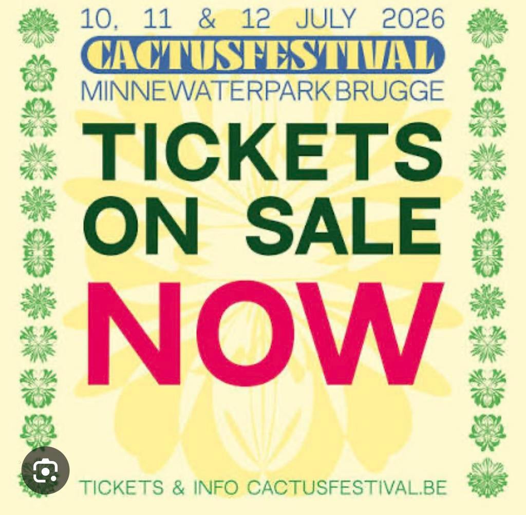 Cactusfestival Brugg 2026 dagticket 10/07, 11/07 of 12/07, Tickets en Kaartjes