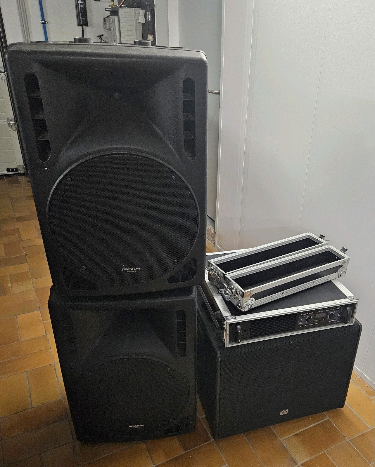 DJ geluidset boxen PS15 versterker DSPA1500 subwoofer DRX15B, Ophalen, Gebruikt, Dj-set, Overige merken
