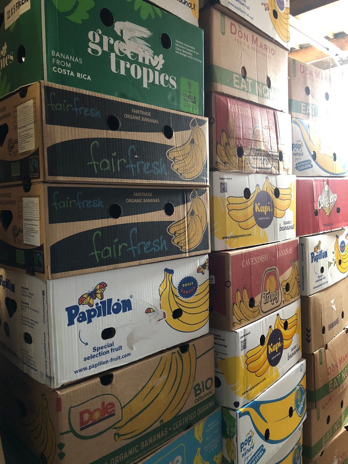 Bananendozen / kartonnen verhuisdozen, Moins de 35 cm, Enlèvement, Utilisé, Boîte