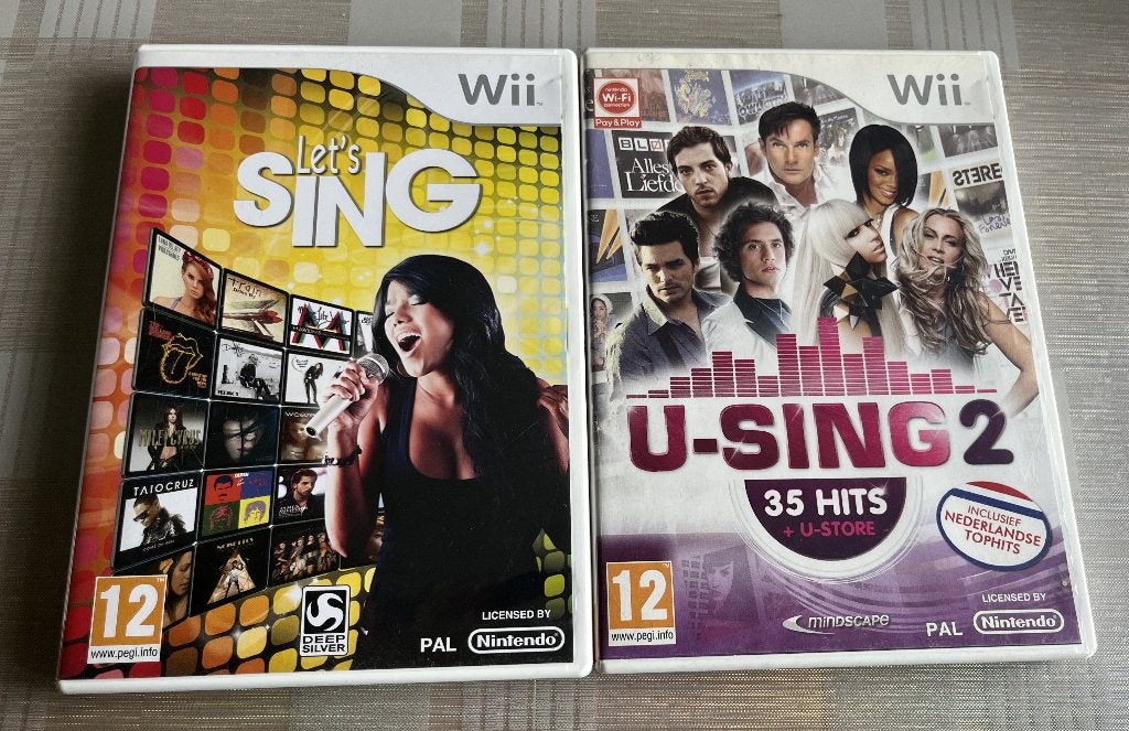 Wii spelletjes ‘Let’s Sing’ en ‘U-sing 2’, Consoles de jeu & Jeux vidéo, Enlèvement ou Envoi, 2 joueurs, À partir de 12 ans, Comme neuf