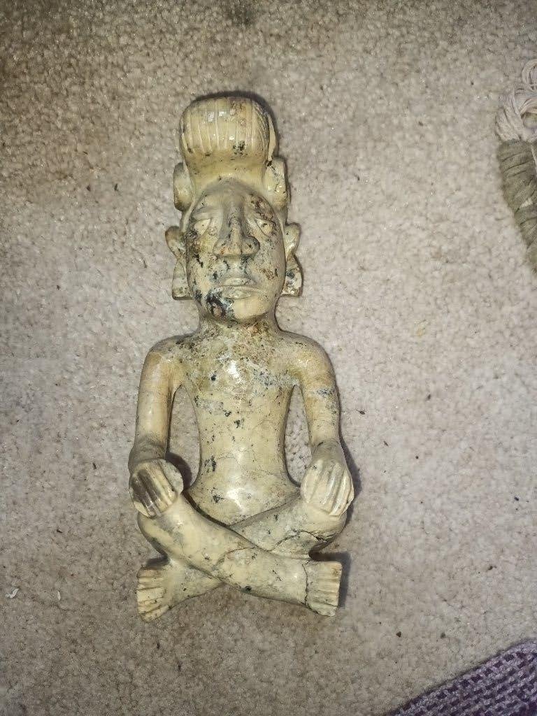 Statuette Art précolombien, Antiek en Kunst, Ophalen, Steen/keramiek, Mexico, Groen