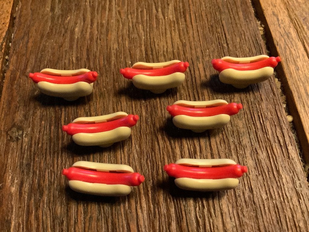 Lego hot dogs 7 st / 140-A2, Ophalen of Verzenden, Zo goed als nieuw, Losse stenen, Lego