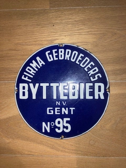 emaille reclamebord Byttebier, Verzamelen, Ophalen of Verzenden, Zo goed als nieuw, Reclamebord