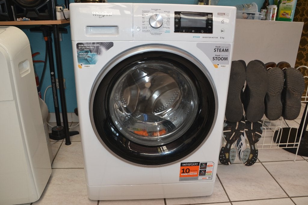 Wasmachine, Elektronische apparatuur, Ophalen, Zo goed als nieuw, Voorlader, 85 tot 90 cm