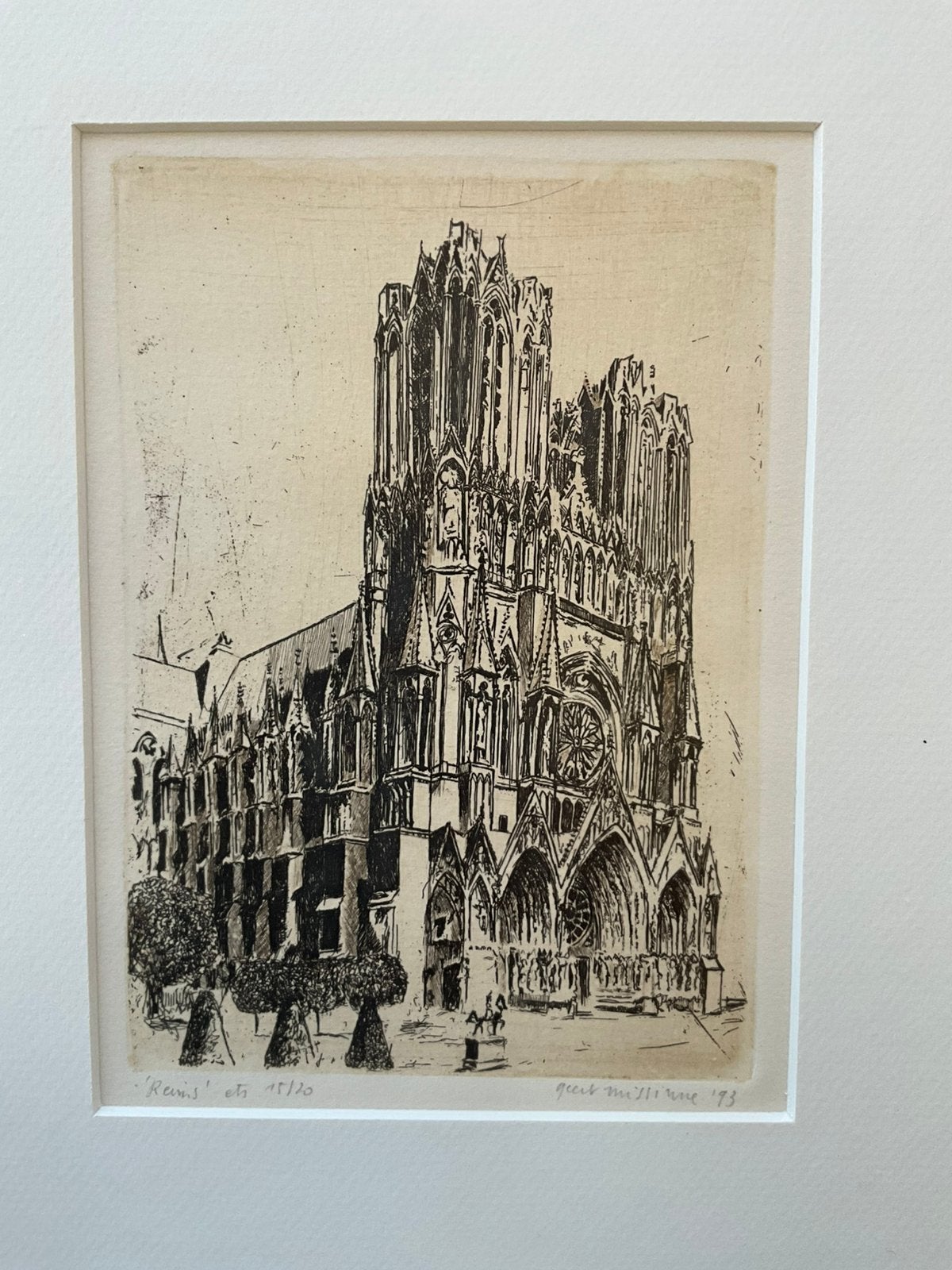 Ets Reims door Geert Missinne, Ophalen, 18 cm, Stadsgezicht, Genummerd