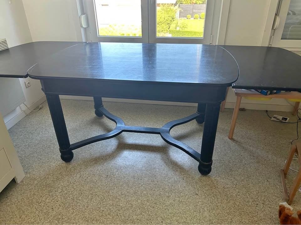 Massief houten tafel met uitschuifbare zijbladen, Enlèvement, Utilisé, 50 à 100 cm, Ovale
