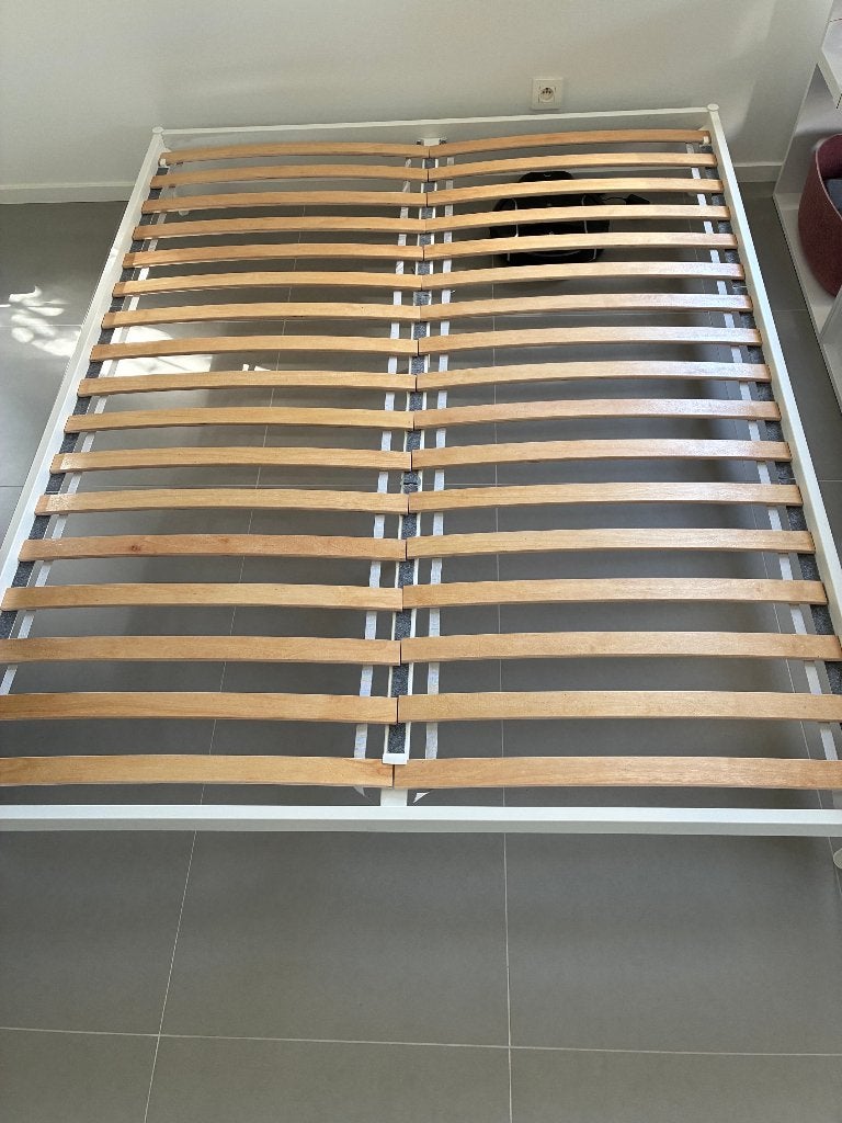 Bed 160cm, Huis en Inrichting, Slaapkamer | Bedden, Ophalen, Wit, Tweepersoons, Zo goed als nieuw