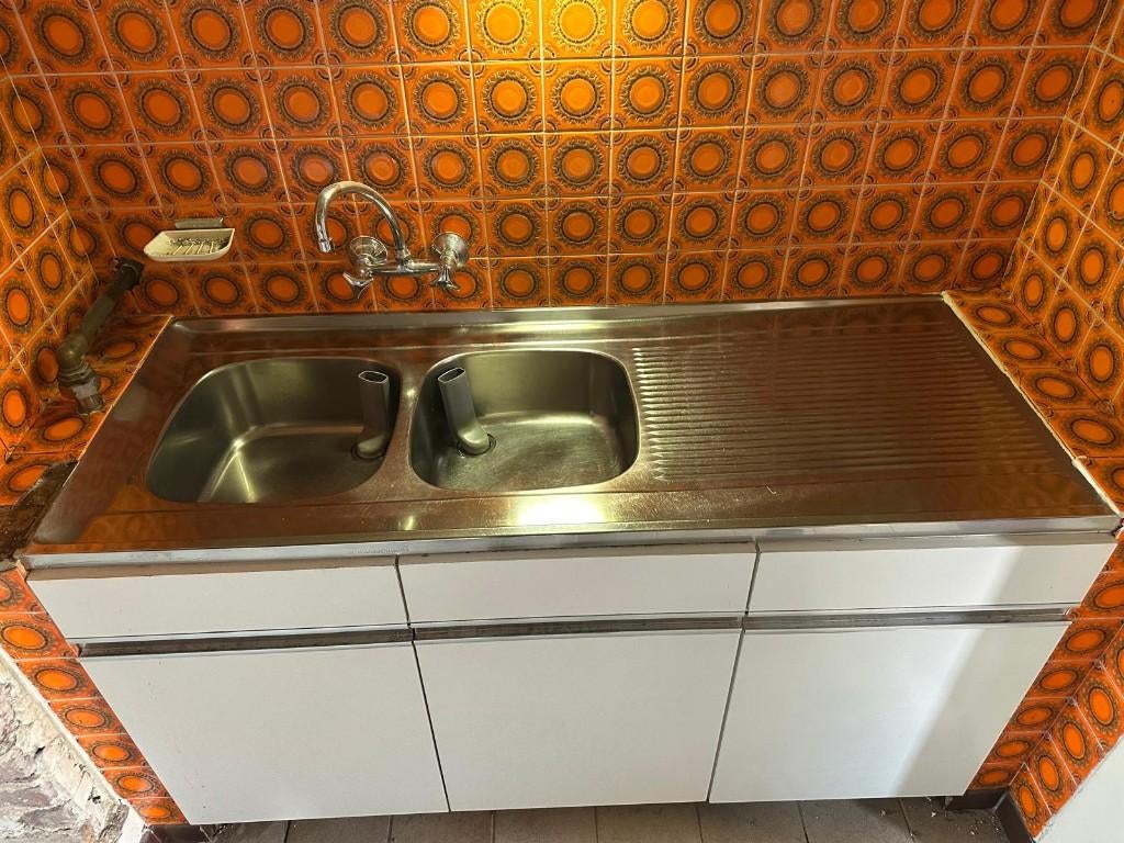 Dubbele inox afwasbak merk Franke, Huis en Inrichting, Ophalen, Overige kleuren, 50 tot 100 cm, Zo goed als nieuw