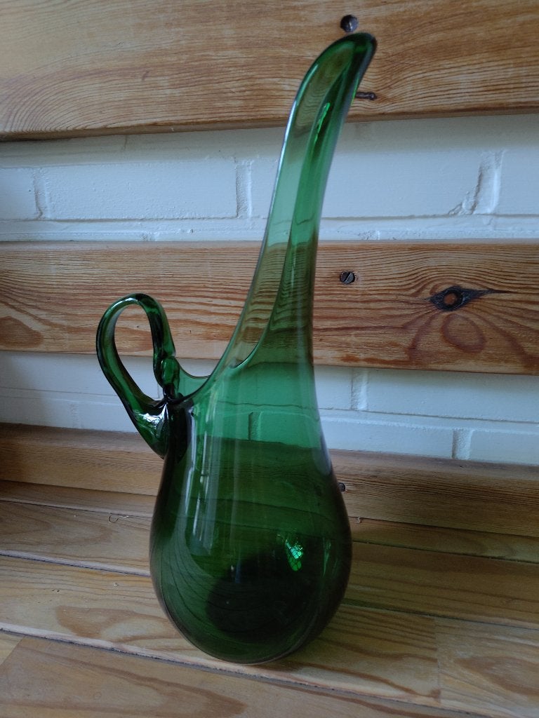 Groene glazen vaas, Huis en Inrichting, Ophalen, Gebruikt, Glas, Groen