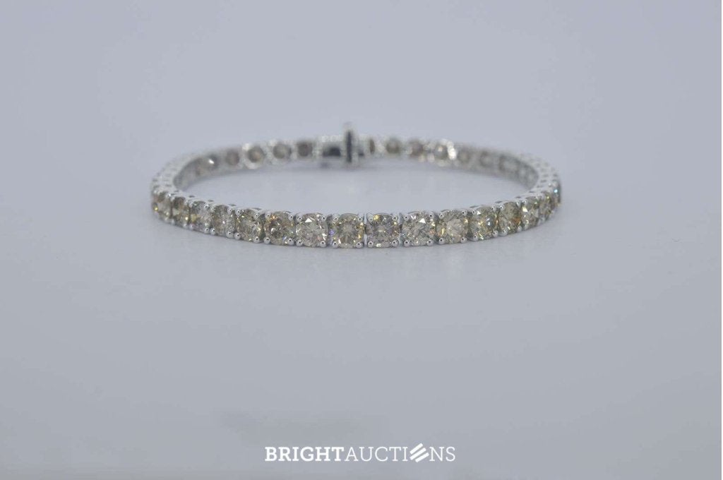 Witgouden tennisarmband met natuurlijke diamanten, Diamant, Niet ingevuld, Or, Enlèvement