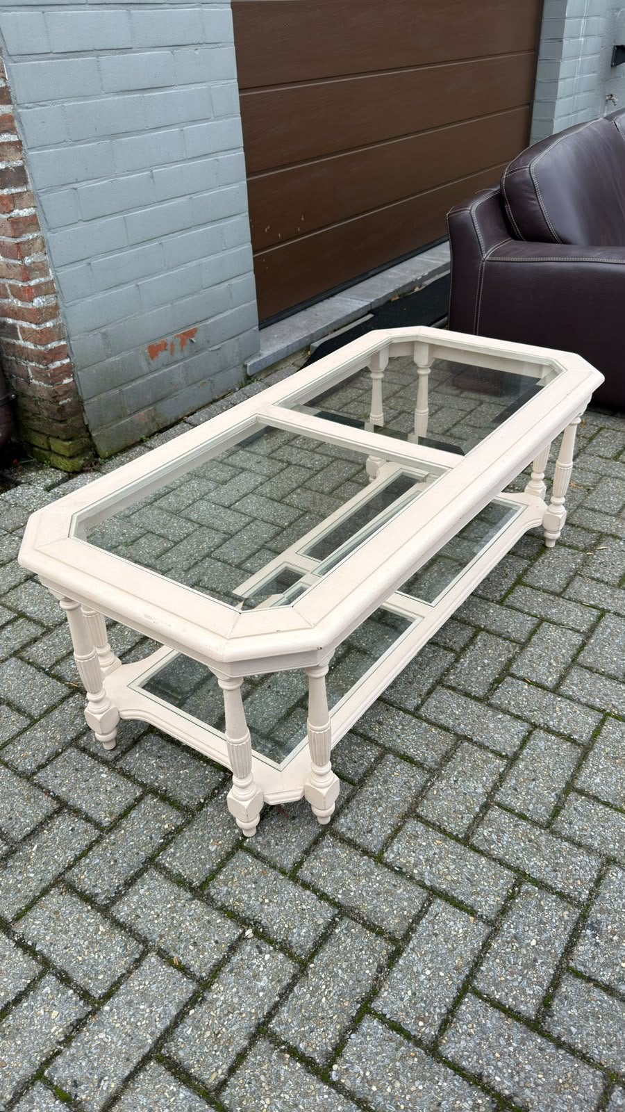 Belle table basse en bois avec verre, Enlèvement, Comme neuf, Verre
