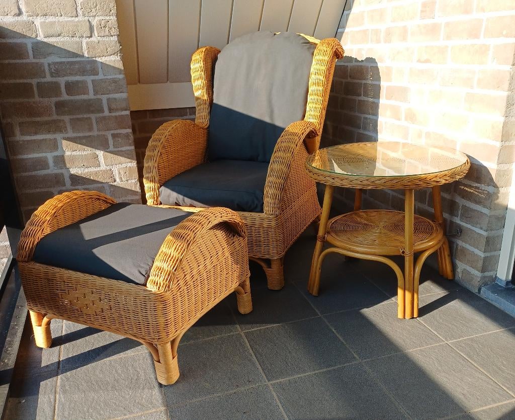 rotan relax fauteuil incl. kussens, Jardin & Terrasse, Chaises de jardin, Enlèvement, Rotin