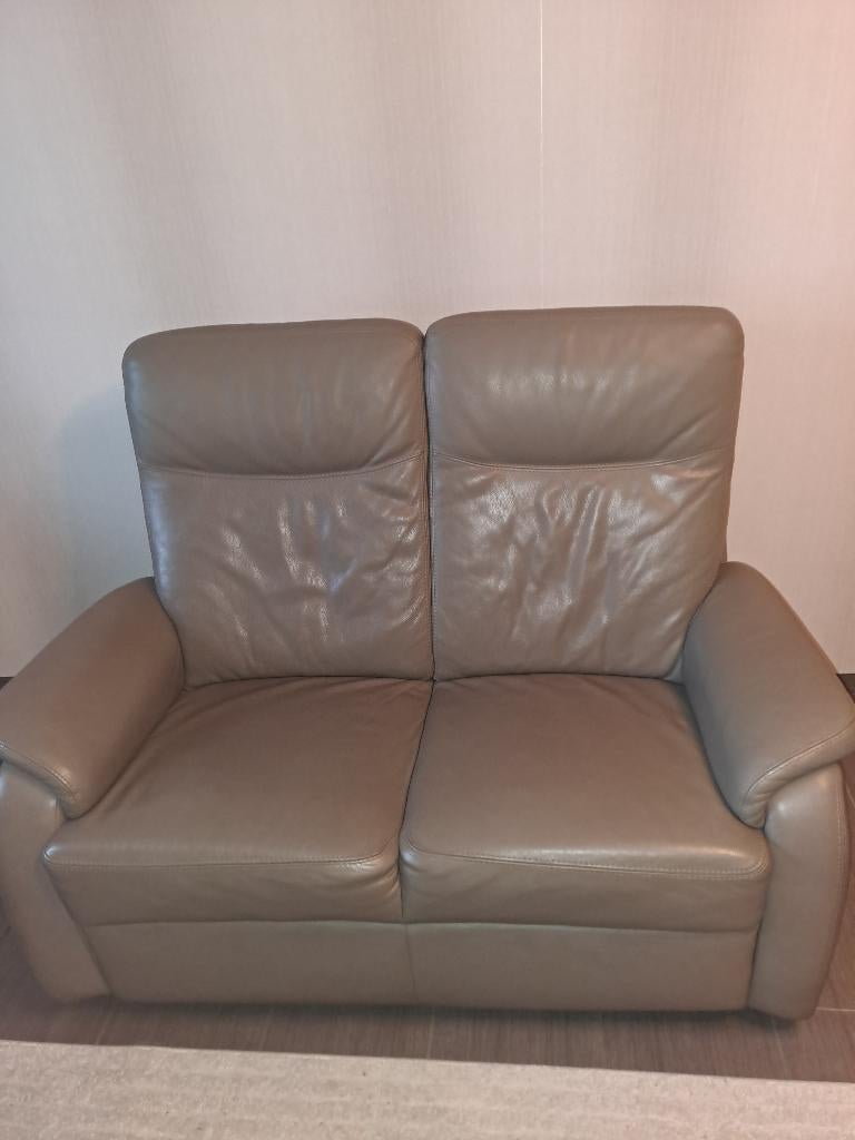 Leren 2-zit zetel, Ophalen, Gebruikt, Minder dan 75 cm, Tweepersoons