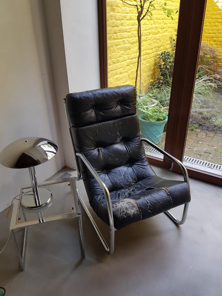Space Age vintage lederen zetel ( #panomo proper en ruw), Huis en Inrichting, Fauteuils, Ophalen