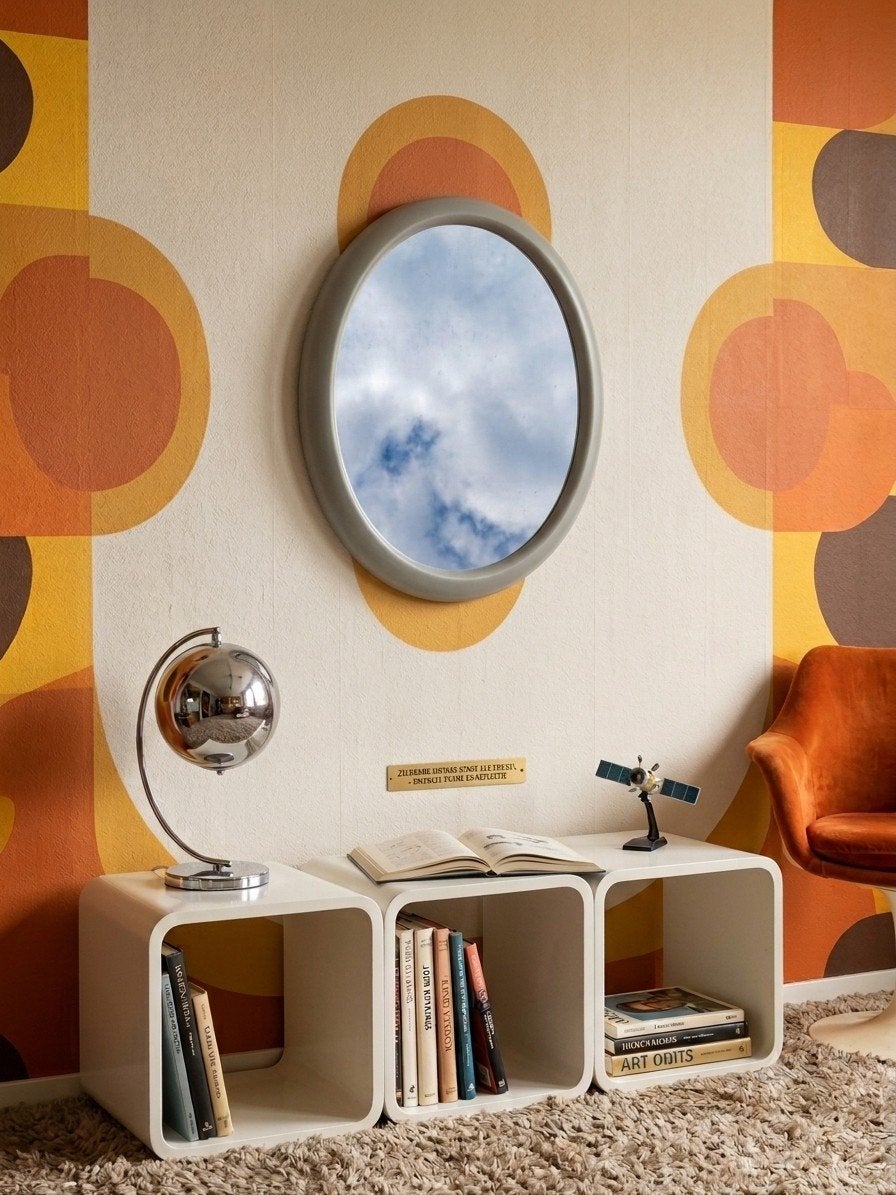 Space age spiegel, Huis en Inrichting, Ophalen of Verzenden, Zo goed als nieuw, Rond
