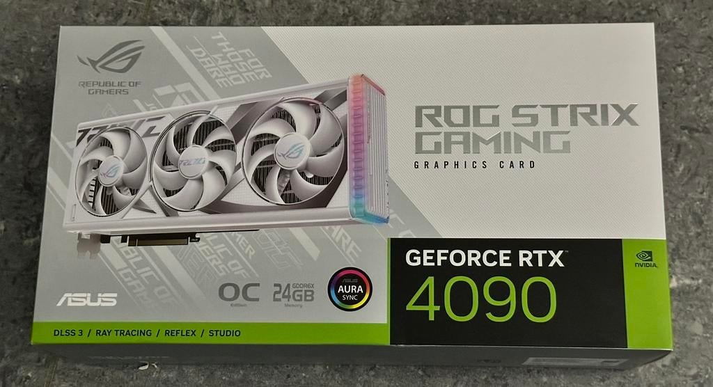 ASUS ROG Strix GeForce RTX 4090 White OC 24GB – Met doos, Computers en Software, Videokaarten, Zo goed als nieuw, Nvidia, GDDR6