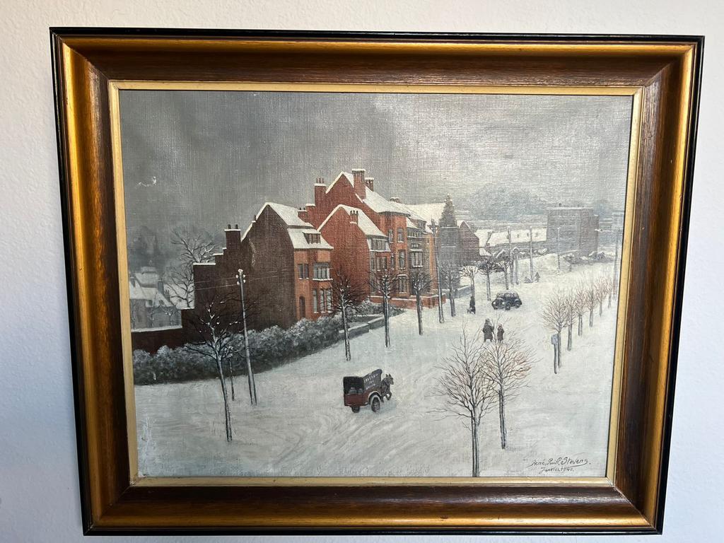 Peinture à l'huile originale 1940 - René Stevens, Antiquités & Art, Enlèvement ou Envoi