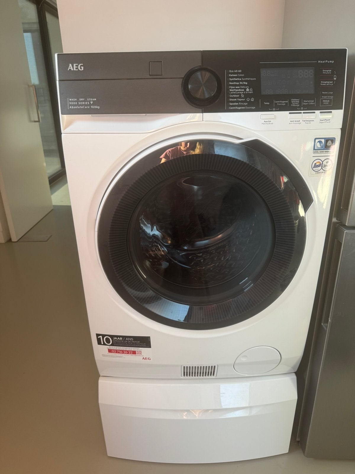 AEG9000 Warmtepomp Was-droogcombinatie +originele AEG-sokkel, Enlèvement, Utilisé