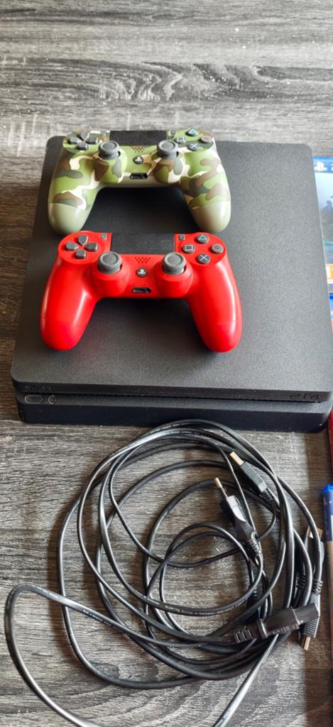 Playstation 4 slim te koop 500GB + 6 spellen, 2 controllers, Ophalen, Slim
