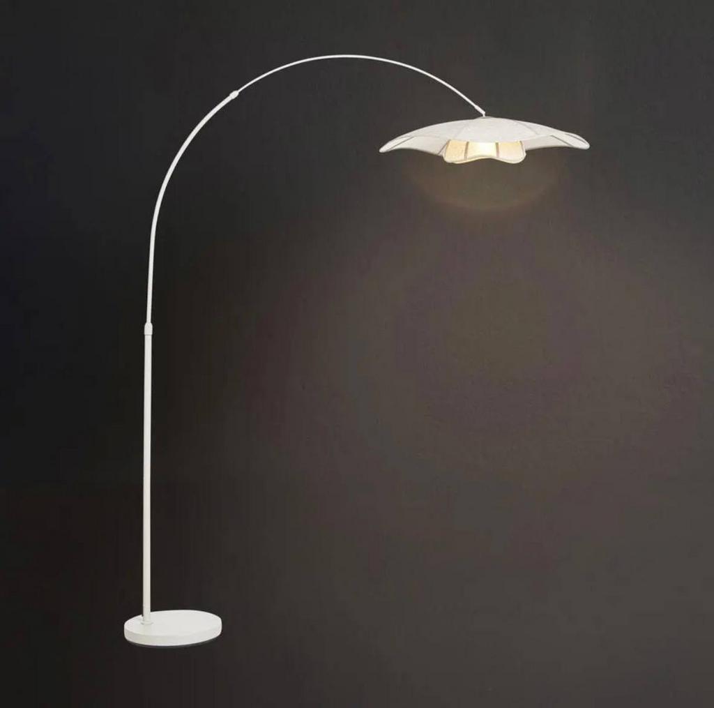 Staande lamp met linnen kap in bloemvorm, Enlèvement, Comme neuf