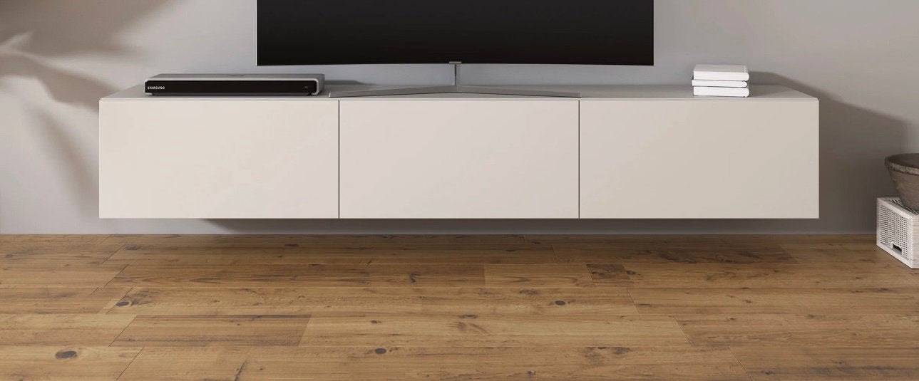 Televisiemeubel (wit) - zwevend met 3 deuren - koopje!!!, Ophalen, Gebruikt, 150 tot 200 cm, Modern / strak / scandinavisch