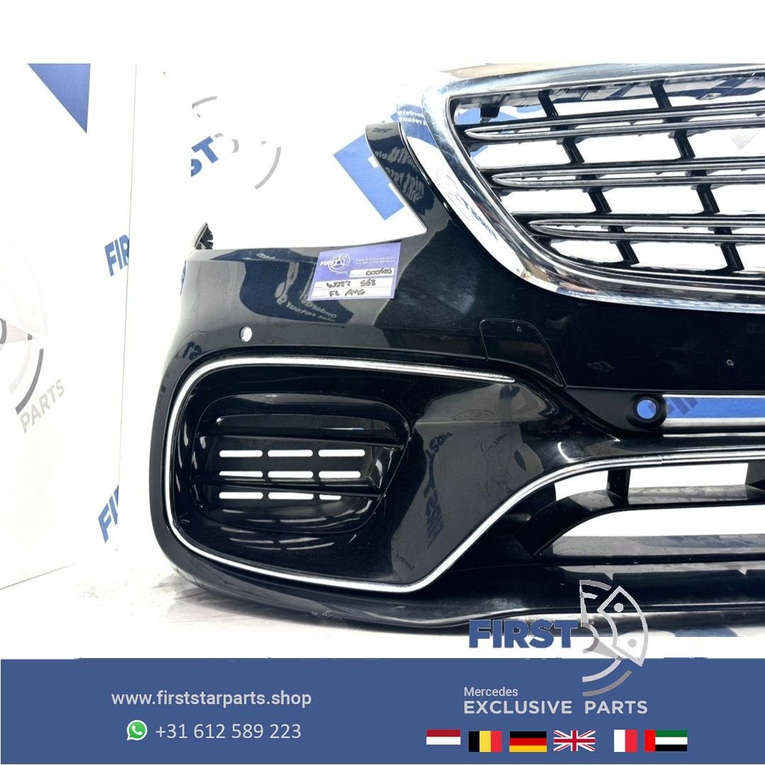 W222 S63 AMG VOORBUMPER COMPLEET ZWART WIT GRIJS Mercedes S, Auto-onderdelen, Gebruikt, -, Voor, Ophalen of Verzenden