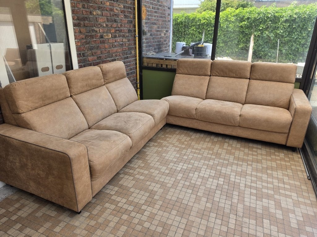 Prachtige modern velvet zetel HEEL GOEDE STAAT, Huis en Inrichting, Ophalen, Zo goed als nieuw, Hoekbank, Stof