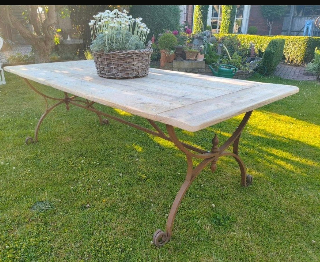 Tuintafel, smeedijzer met hout, Ophalen
