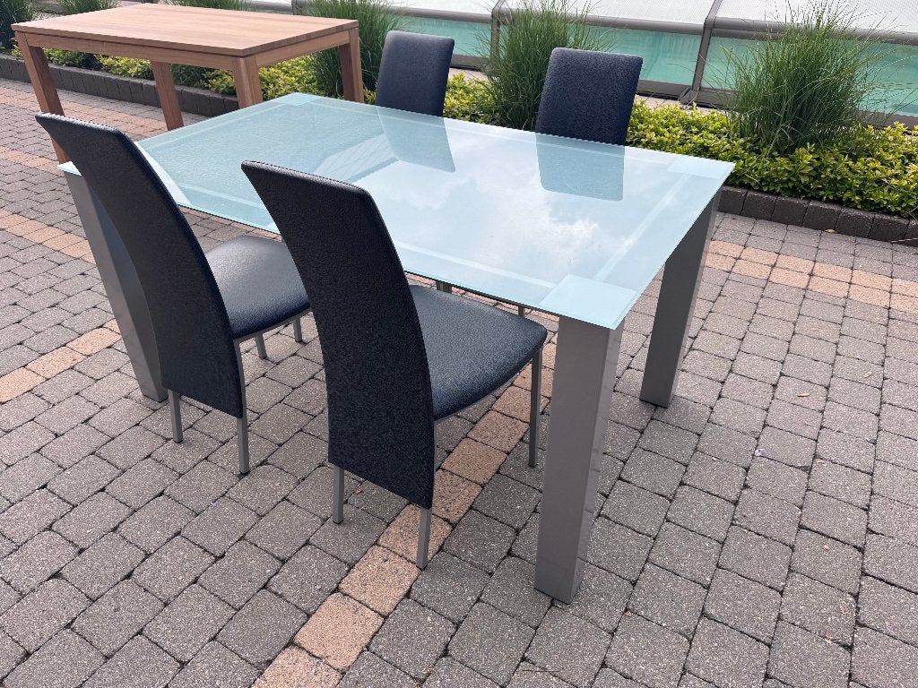 Tafel & stoelen, Huis en Inrichting, Ophalen, Gebruikt, 50 tot 100 cm, Glas