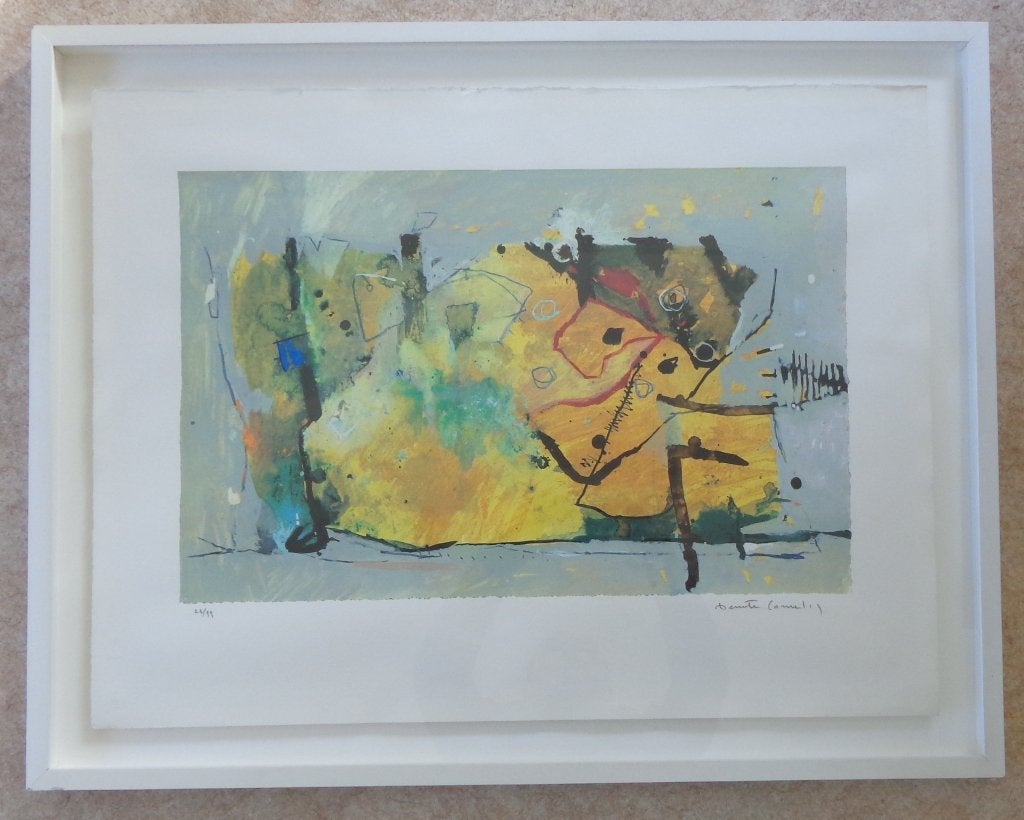 BENITI CORNELIS / ABSTRACTIE / KLEURZEEFDRUK / 71x90cm KADER, Avec verre, Enlèvement, Abstrait, Sérigraphie