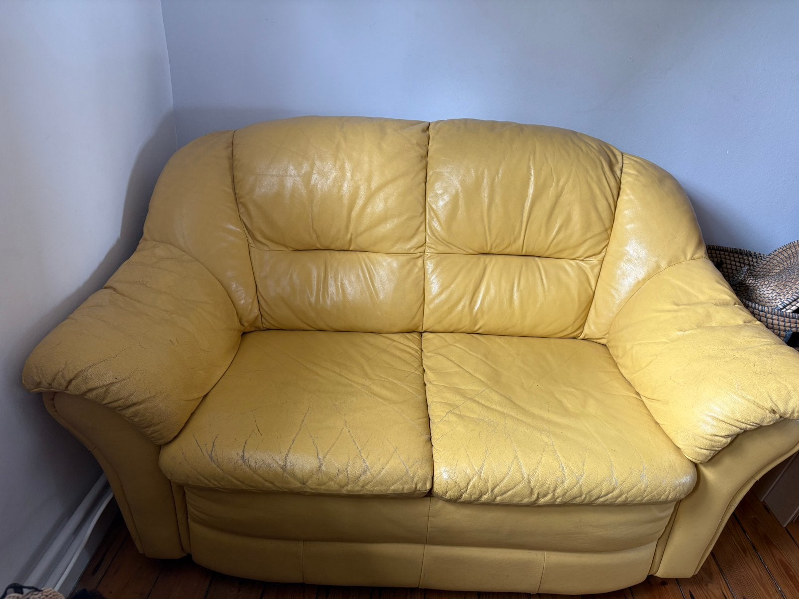 Beau canapé en cuir jaune, Enlèvement, Comme neuf, Cuir