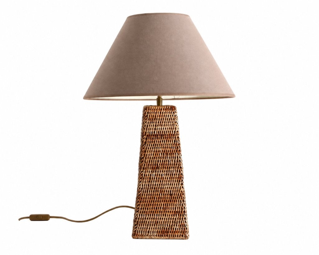 Vintage Rattan Pyramid Table Lamp, Ophalen of Verzenden