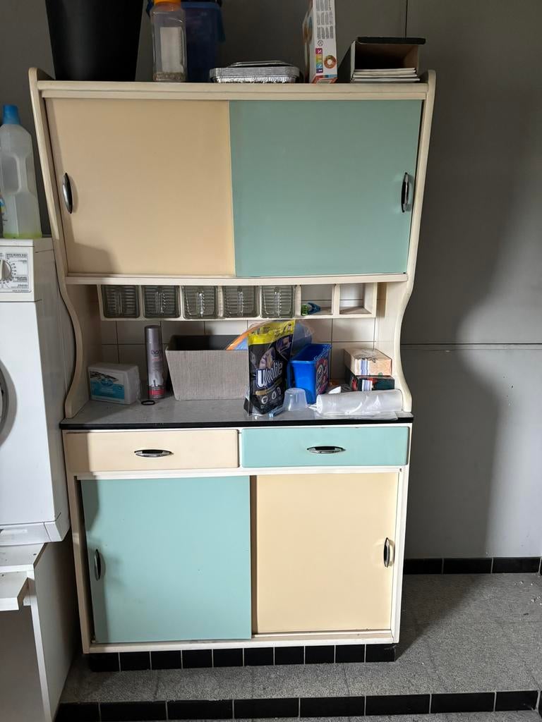 vintage jaren 50/60 Belgische keukenkast / buffetka, Ophalen, Gebruikt