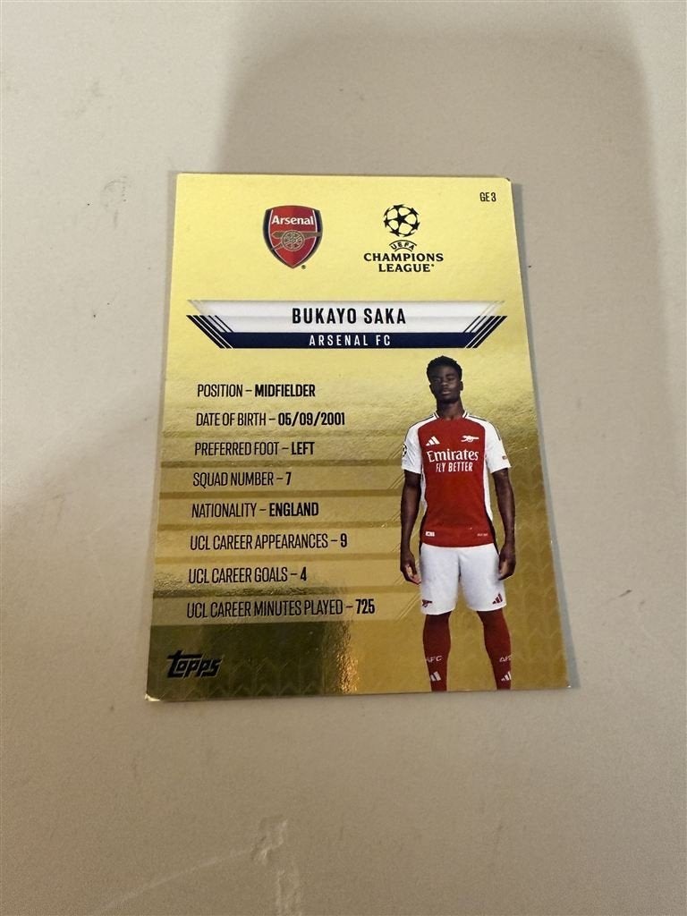 Bukayo Saka Handgesigneerde Arsenal Match Attax Kaart, Ophalen of Verzenden, Zo goed als nieuw