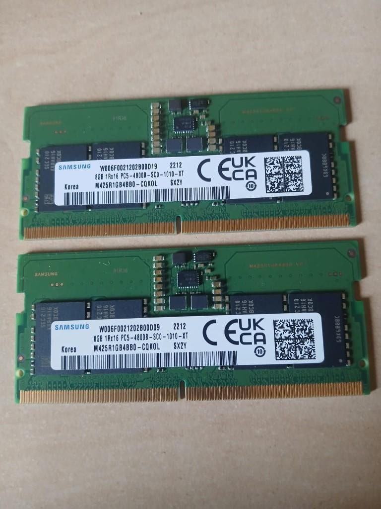 Samsung PC5-4800B 2x8GB DDR5 Laptop RAM SODIMM 4800Mhz 16GB, Computers en Software, RAM geheugen, Zo goed als nieuw, Laptop, 16 GB
