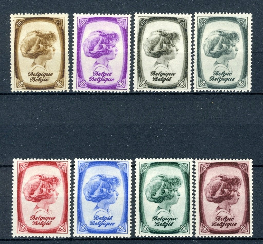 (B) 488/495 MH 1938 - S.A.S. le Prince Albert., Envoi, Non oblitéré, Trace d'autocollant