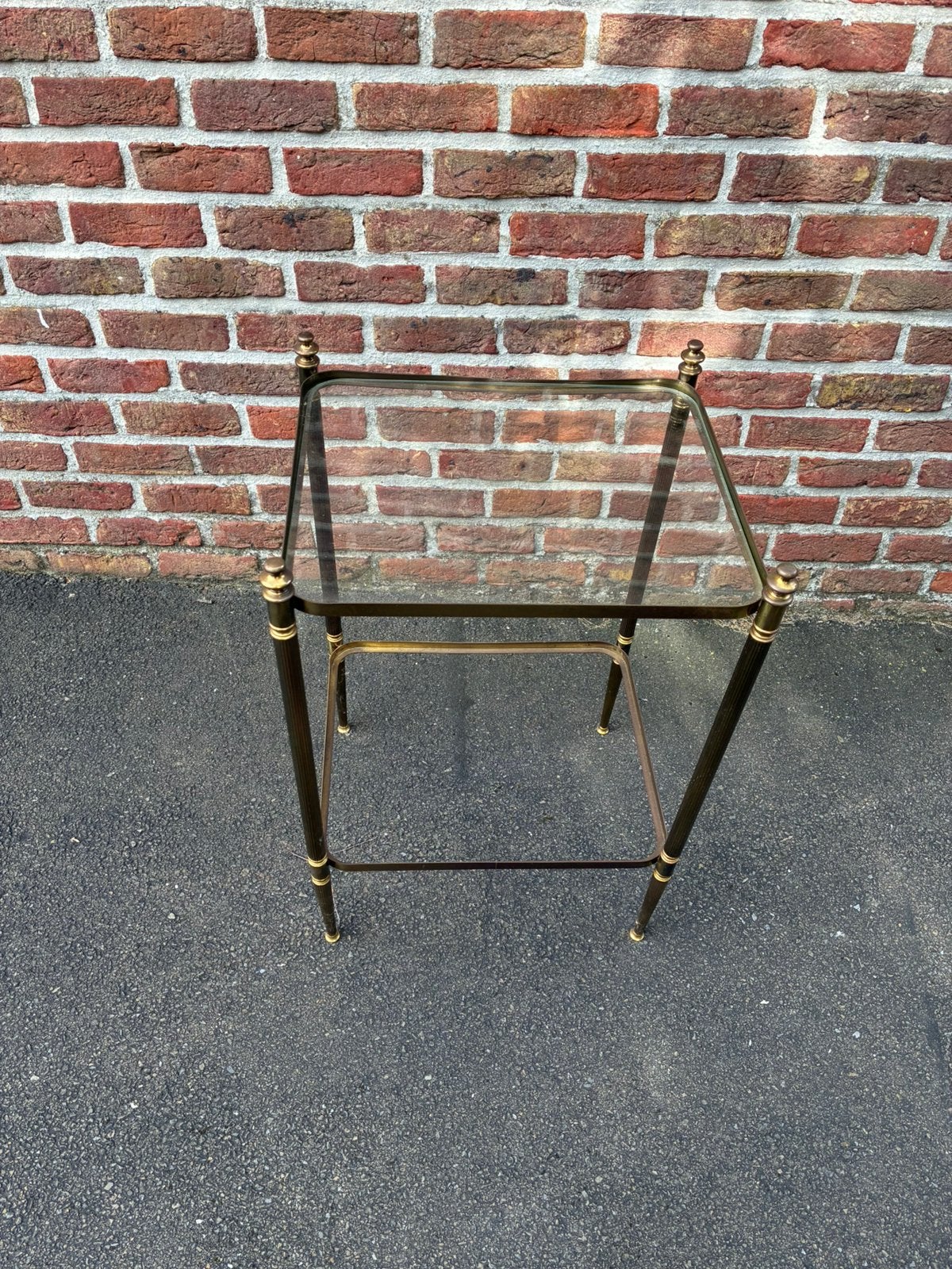 Retro glazen tafeltje met 2 verdiepingen, Enlèvement, Utilisé, Vintage, Verre