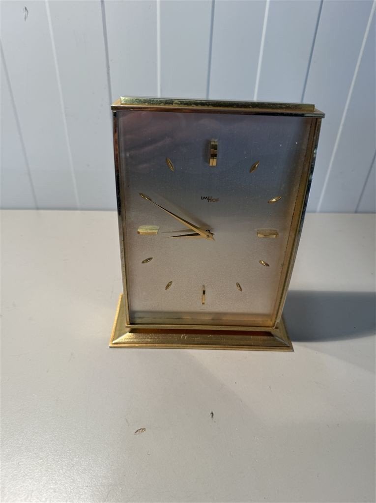 Vintage ImHof Zwitserse schouwklok met verguld gebogen glas, Vintage, Ophalen of Verzenden, Zo goed als nieuw