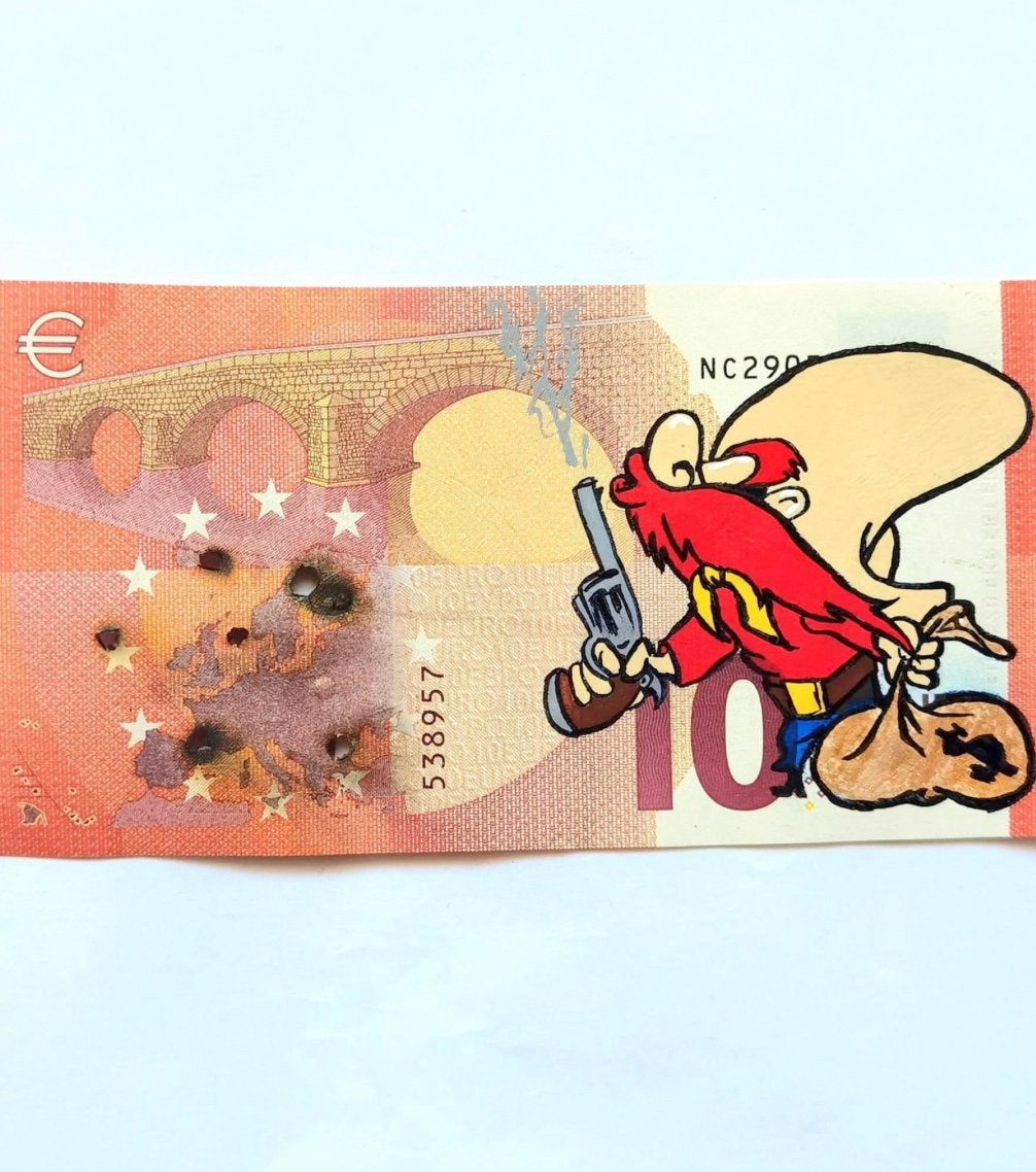 BASM – Pew Pew Europe – origineel 1/1 op €10 biljet + COA, Ophalen of Verzenden