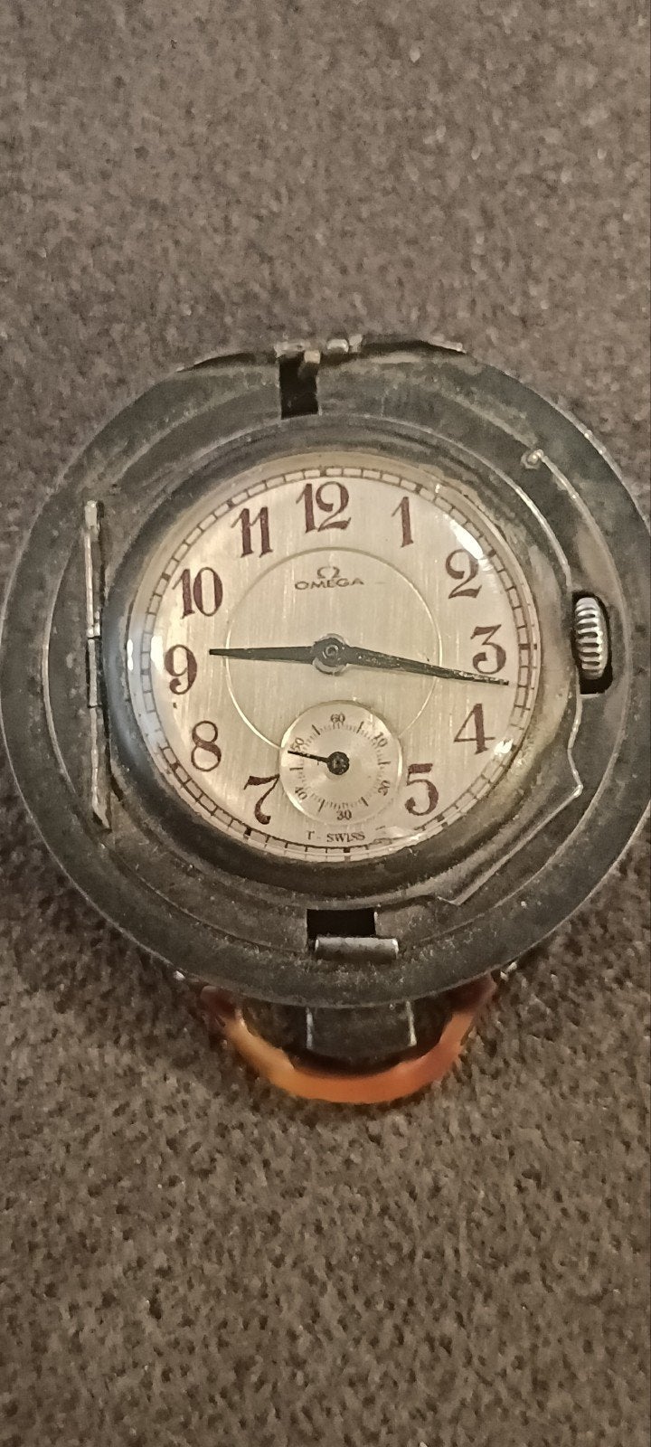 Montre OMÉGA Suisse Art-Deco 1919/30. En argent 925.15 rubis, Enlèvement ou Envoi, 1900 à 1930, Omega, Montre de poche