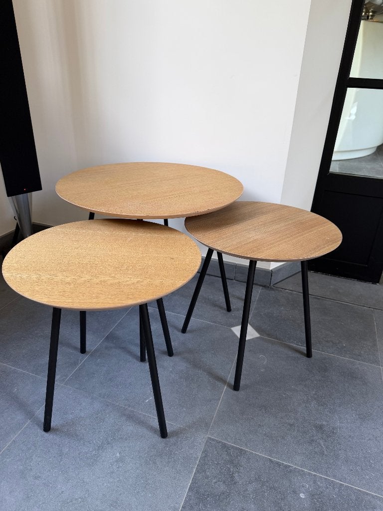 Set van 3 bijzettafeltjes, Rond, Enlèvement, Utilisé, Bois