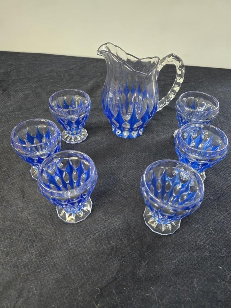 Val Saint LAMBERT - service en cristal pichet & 6 verres, Enlèvement ou Envoi