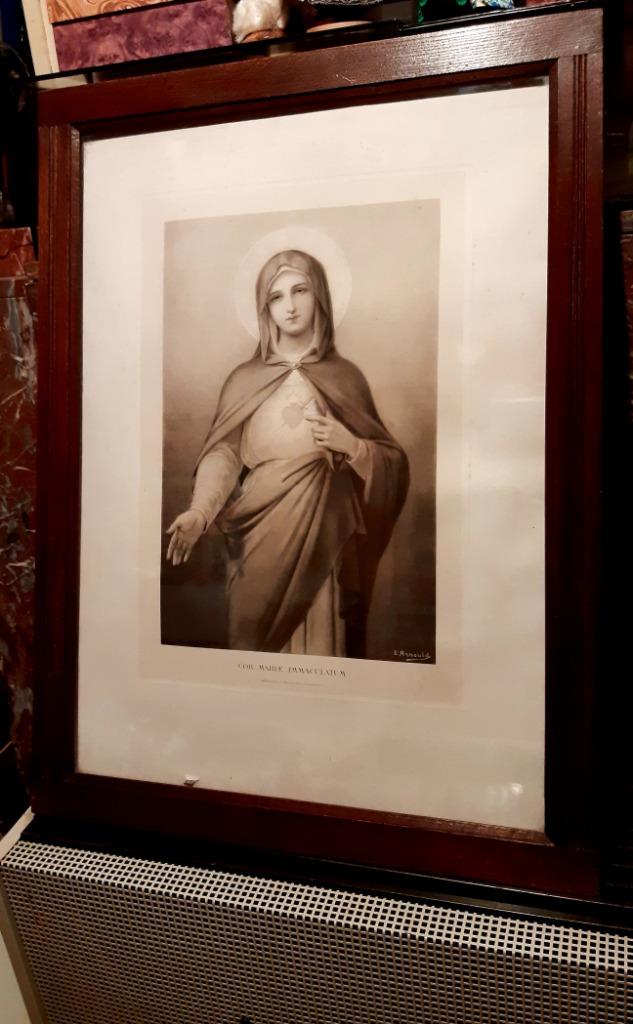 Zeer grote litho van H Maria, zie foto's voor meer  info., Ophalen