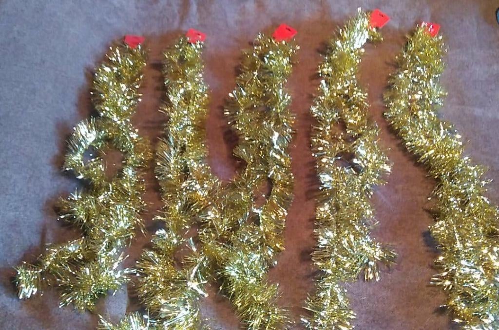 kerstslingers goud NIEUW. Per set van 5 stuks, Ophalen of Verzenden, Nieuw