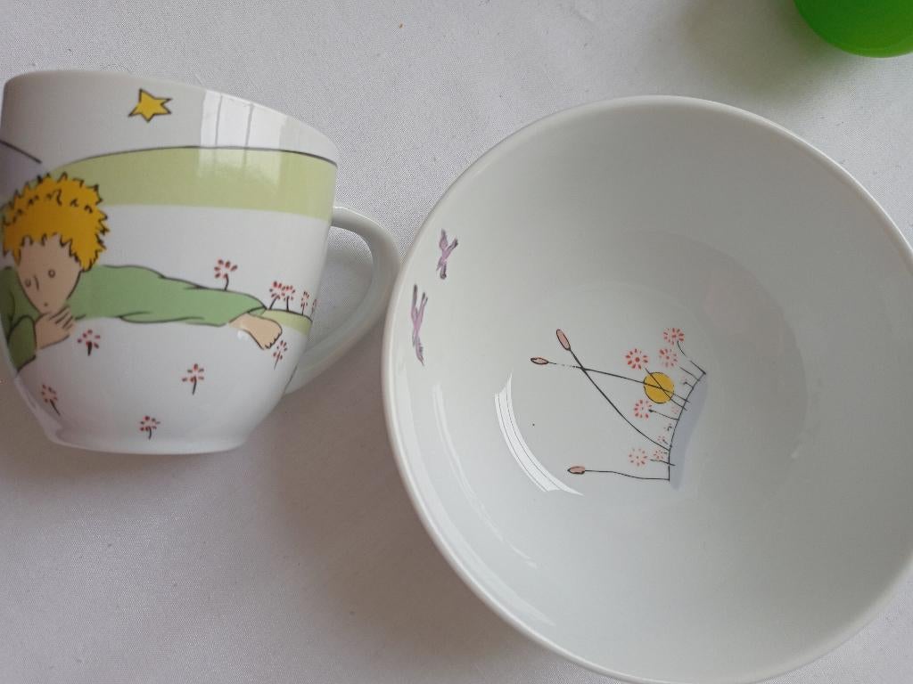 kom, bordje en tas "Le Petit Prince", ook lepeltje en mesje, Ophalen, Zo goed als nieuw