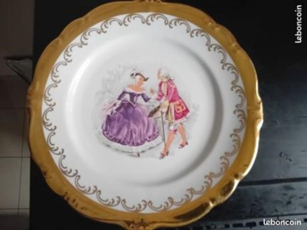 Assiette décorative en porcelaine fine Gloria or, Enlèvement ou Envoi