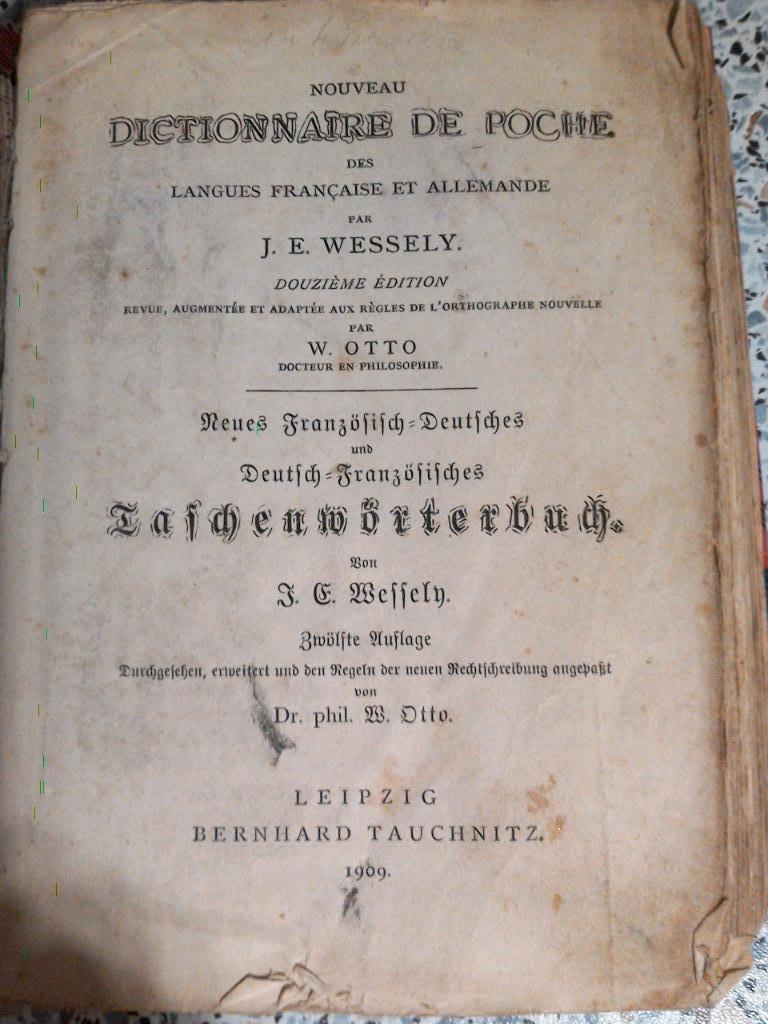Dictionnaire 1909, Livres, Enlèvement ou Envoi, Utilisé, Allemand